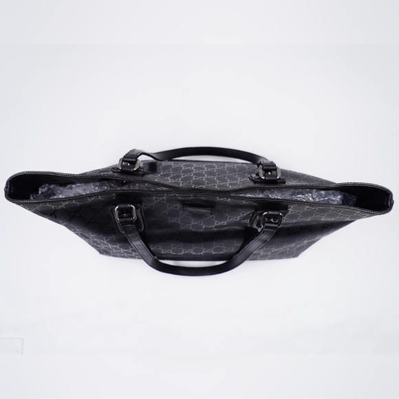 BA43❤️ Gucci Black GG Imprime Coated Canvas Metal Stud Tote Gucci - Picture 12 of 13